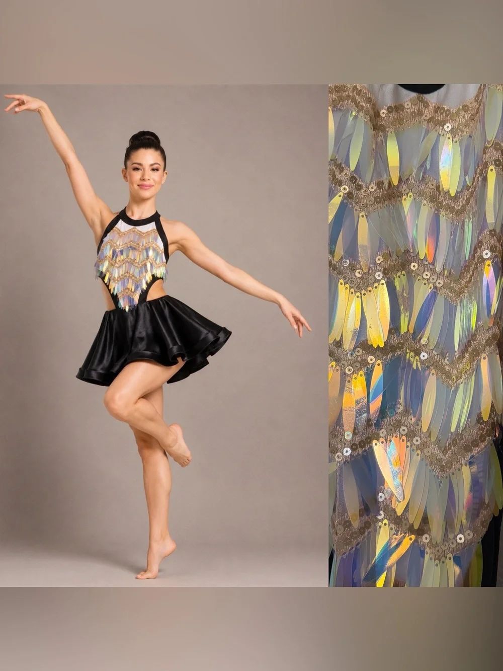 Tenth House solo Dance costume black fringe jazz Broadway Moonlight TH21298 MA